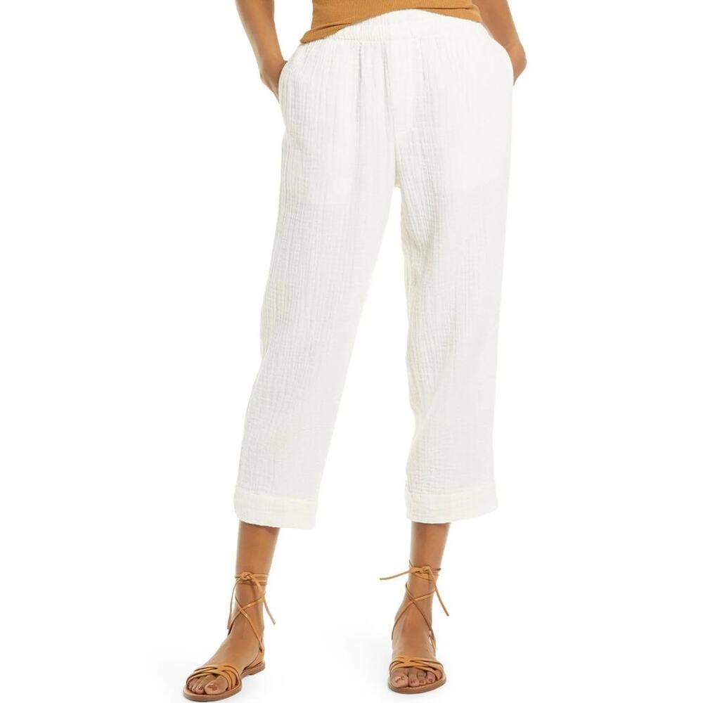Madewell Huston Lightspun Pull On Tapered Crop Pants Gauzy Bohemian Minimalist